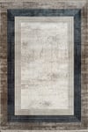 By Özer Halı Gri Kahve Renk Bordürlü Çerçeveli  Akrilik İplik Modern Stil Kim Royal KC04B Salon Halısı