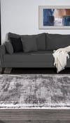 By Özer Halı Gri Renk Antrasit Geometrik Şekilli Modern Karmen Halı Dark DK005G Salon Halısı