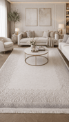 By Özer Halı Gri Renk Bej Desenli Modern Stil Artemis Halı Romantik 02435A Salon Halısı