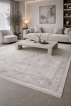 By Özer Halı Gri Renk Bordürlü Modern Stil Koza Halı Herrera 31248C Salon Halısı