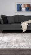 By Özer Halı Gri Renk Geometrik Şekilli Modern Stil Karmen Halı Dark DK001G Salon Halısı