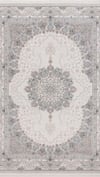 By Özer Halı Gri Renk Göbekli Bordürlü Klasik Stil Pigment Halı Vera Classic VRC06 Salon Halısı