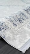 By Özer Halı Gri Renk Krem Mavi Bordürlü Klasik Stil Karmen Halı Dark DK013M Salon Halısı