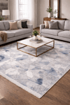 By Özer Halı Gri Renk Lacivert Desenli Modern Stil Artemis Halı Samoa 02382A Salon Halısı