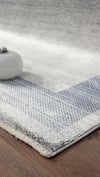 By Özer Halı Gri Renk Mavi Bordürlü Modern Empera Halı Soho House Blueberry 3911 Salon Halısı