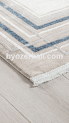 By Özer Halı Gri Renk Mavi Bordürlü Modern Stil Artemis Halı Romantik 02441B Salon Halısı