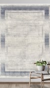 By Özer Halı Gri Renk Mavi Bordürlü Modern Empera Halı Soho House Blueberry 3911 Salon Halısı