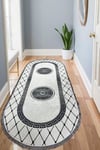 By Özer Halı Gri Renk Oval Makinede Yıkanabilir Modern Stil Kilim Yolluk Koridor Halısı