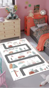 By Özer Halı Karlı Yol Temalı Makinede Yıkanabilir Dot Taban Modern Stil Çocuk Odası Halısı
