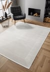 By Özer Halı Kırık Beyaz Renk Geometrik Desenli Modern Stil Karmen Halı Cosmos CS006W Salon Halısı