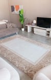 By Özer Halı Koyu Bej Renk Bordürlü Klasik Stil Saray Halı Juliet JU22B Salon Halısı