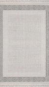 By Özer Halı Koyu Gri Renk Gri Bordürlü Modern Stil Flora Halı Ayşıl 6846D Salon Halısı