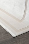 By Özer Halı Krem Renk Bej Bordürlü Modern Stil Koza Halı Lara A0251A Salon Halısı