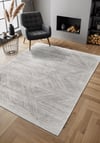 By Özer Halı Krem Renk Geometrik Desenli Modern Stil Karmen Halı Cosmos CS008A Salon Halısı