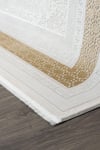 By Özer Halı Krem Renk Gold Bordürlü Modern Stil Koza Halı Lara A0333D Salon Halısı