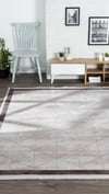 By Özer Halı Krem Renk Kahve Bordürlü Modern Karmen Halı Trend 04103A Salon Halısı