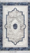 By Özer Halı Krem Renk Mavi Bordürlü Modern Stil Artemis Halı Murano 02994A Salon Halısı