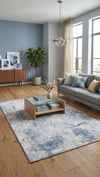 By Özer Halı Krem Renk Mavi Desenli Modern Stil Artemis Artex 02509C Salon Halısı