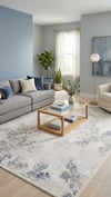 By Özer Halı Krem Renk Mavi Desenli Modern Stil Artemis Artex 02506A Salon Halısı