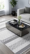 By Özer Halı Krem Siyah Renk Modern Stil Akrilik İplik Monaco 33342Z Salon Halısı