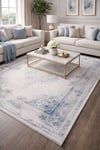 By Özer Halı Krrem Renk Mavi Desenli Modern Stil Artemis Dior 02517A Salon Halısı