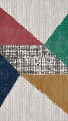 By Özer Halı Lacivert Yeşil Geometrik Desenli Modern Majolika Halı Moderngo MD00A Salon Halısı