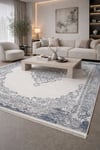 By Özer Halı Mavi Renk Gri Bordürlü Klasik Stil Artemis Halı Dream 09707D Salon Halısı