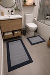 By Özer Halı Siyah Renk Sisal Desenli 2'li Dijital Baskı Banyo Seti