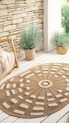 By Özer Halı Taba Renk Jüt Stil Oval Şekilli Seyran Halı Marakeş 677O Salon Halısı