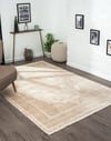 By Özer Halı Taş Rengi Göbekli Eskitme Desenli Karmen Prag PR001A Salon Halısı