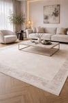 By Özer Halı Vizon Renk Bordürlü Modern Stil Koza Halı Oasis A0688A Salon Halısı