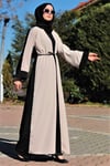 Sade Siyah Krem Abaya
