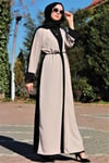 Sade Siyah Krem Abaya
