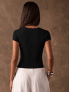 Slim Fit Kısa Kollu Bisiklet Yaka Crop Tişört