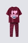 Bordo Kalp Detaylı Stitch Takım
