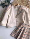 Krem Ceket Etekli Takım