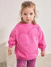 Leopar Kalp Desenli Taytlı Takım - Pembe