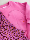 Leopar Kalp Desenli Taytlı Takım - Pembe