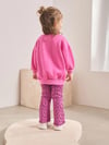 Leopar Kalp Desenli Taytlı Takım - Pembe