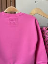 Leopar Kalp Desenli Taytlı Takım - Pembe