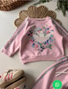 Pembe Çiçek Detaylı Eşofman Takımı (Bebek)
