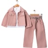 Pembe Gabardin Pantalon Ceket Ve Gömlekli Takım