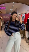 Çizgili Salaş Triko Bluz