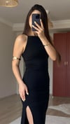 Dilvin Yan Yırtmaçlı Midi Elbise