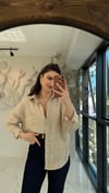Ham Keten Oversize Gömlek