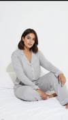Merlot-Düğmeli Biyeli Pijama Takımı-Pijama Takımı