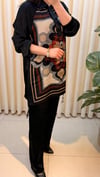 FUAT GÜRSEN ÖNÜ DESENLİ PANTALONLU TAKIM 4363 SİYAH
