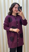 GHİSA ÇİÇEK DETAYLI HIRKA MÜRDÜM