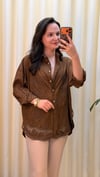 GHİSA İŞLEMELİ GÖMLEK 4471 KAHVE