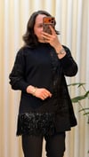 GHİSA KADİFE BLOK GEÇİŞLİ TUNİK 4204 SİYAH
